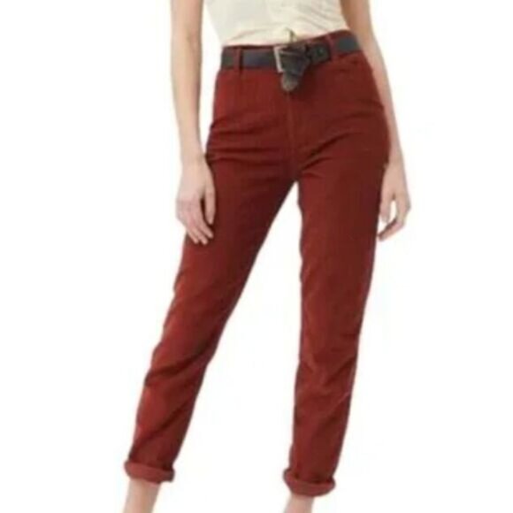 BDG Urban Outfitters High-Rise Mom Corduroy Pants Burgundy Red Sz 26 - Picture 10 of 10